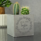 Personalised Floral Wreath Concrete Plant Pot | Vases