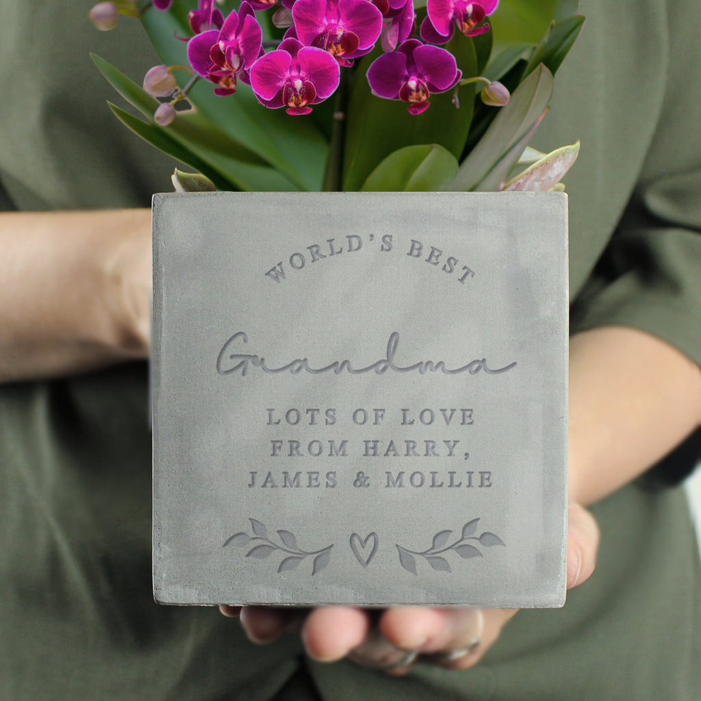 Personalised Free Text Concrete Plant Pot | Vases