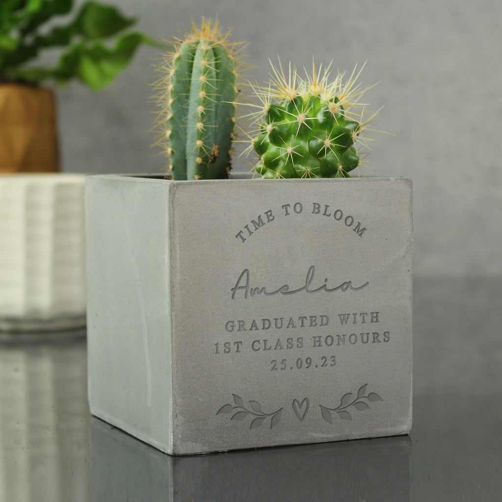 Personalised Free Text Concrete Plant Pot | Vases