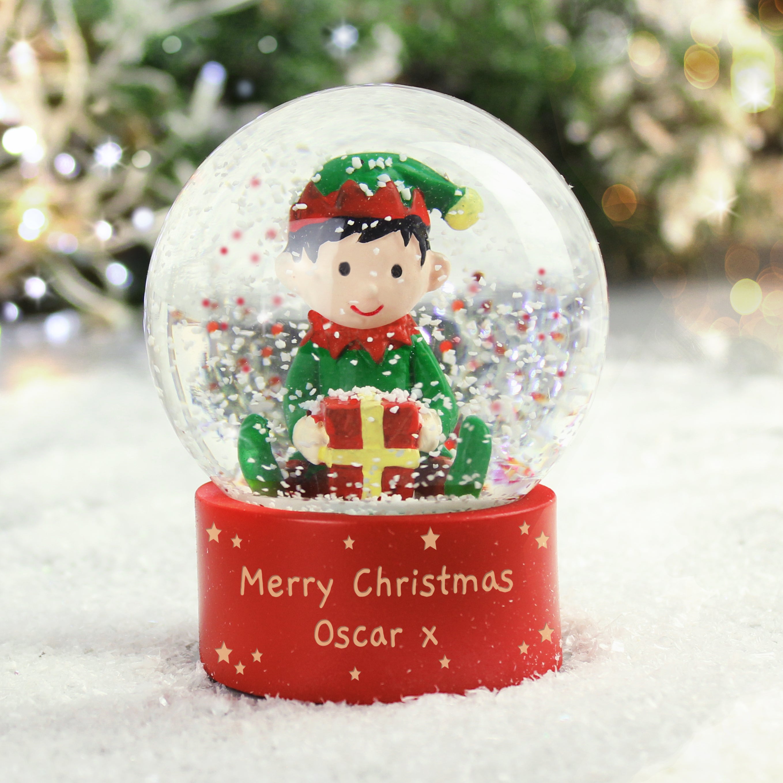 Personalised Message Elf Glitter Snow Globe |  | Inspired Creative Gifts