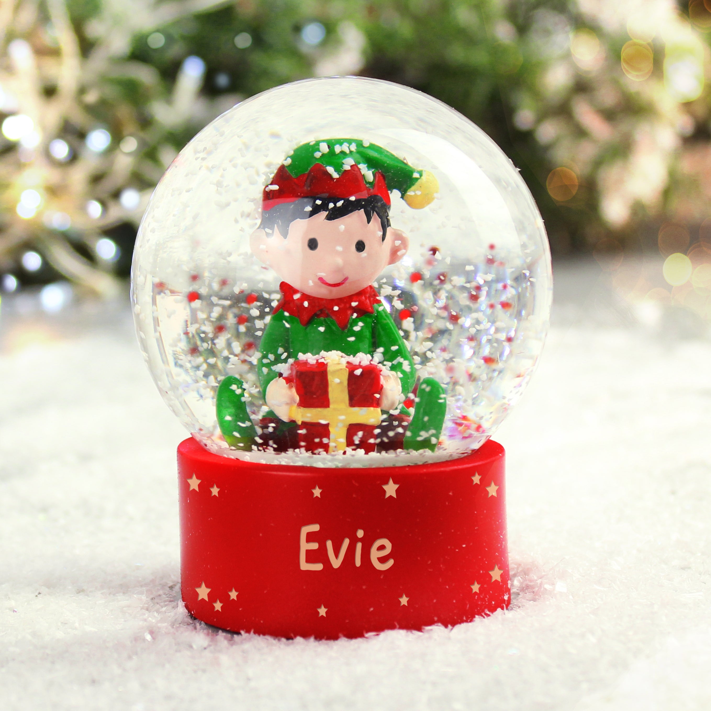 Personalised Name Only Elf Glitter Snow Globe |  | Inspired Creative Gifts