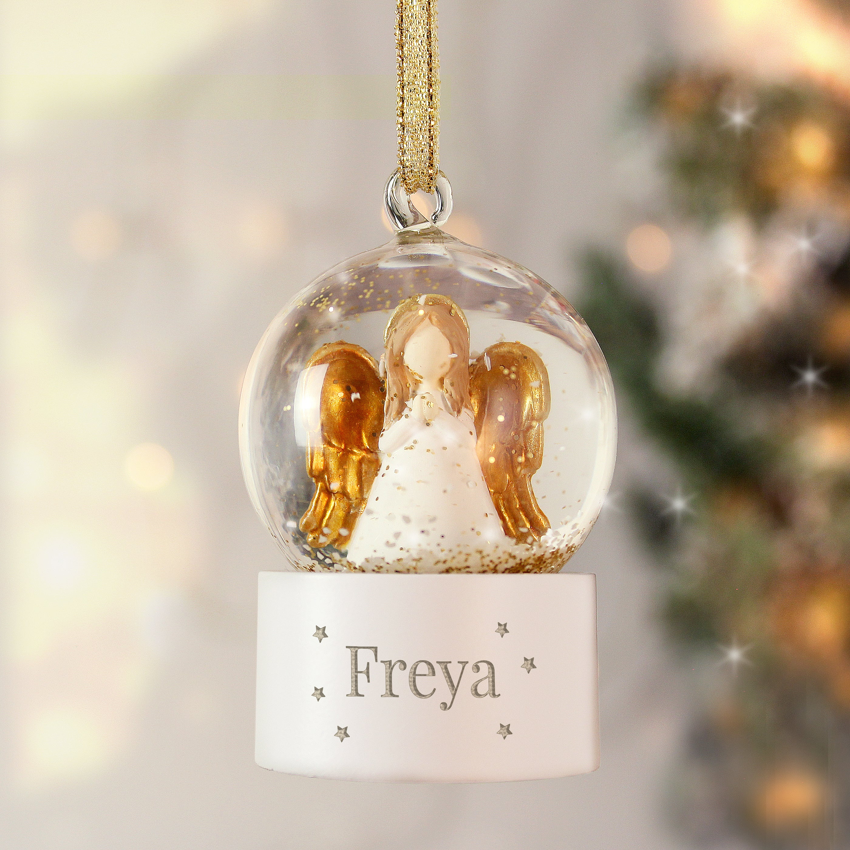 Personalised Name Only Angel Glitter Snow Globe Tree Decoration |  | Inspired Creative Gifts