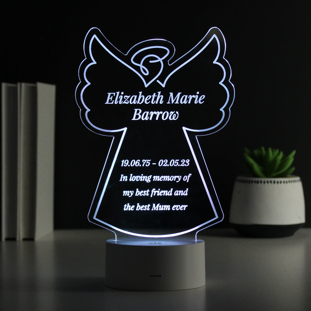 Personalised Free Text Angel Memorial Colour Changing LED Light for Memorial