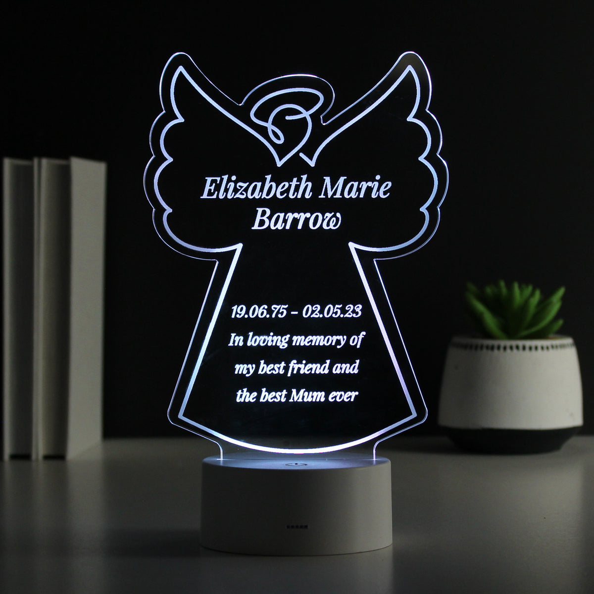 Personalised Free Text Angel Memorial Colour Changing LED Light for Memorial