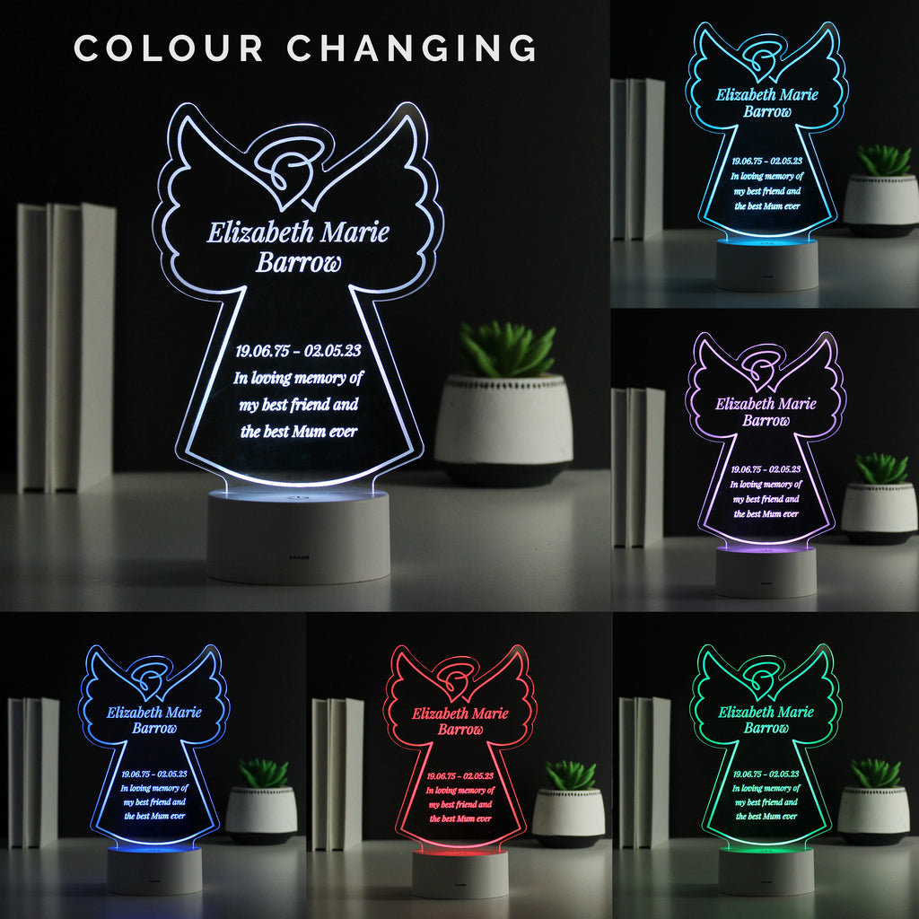 Personalised Free Text Angel Memorial Colour Changing LED Light for Memorial