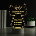Personalised Free Text Angel Memorial Colour Changing LED Light for Memorial