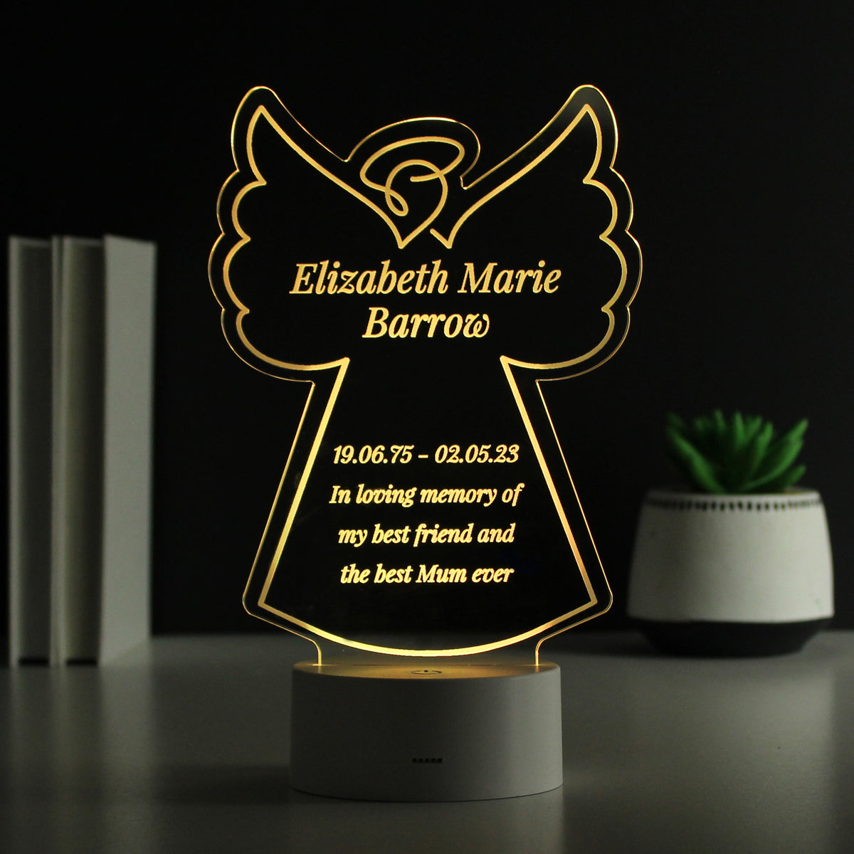 Personalised Free Text Angel Memorial Colour Changing LED Light for Memorial