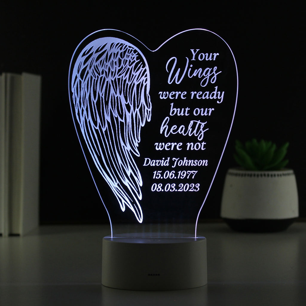 Personalised Angel Wings Memorial Colour Changing LED Light | LED Lights, Candles & Decorations | Inspired Creative Gifts
