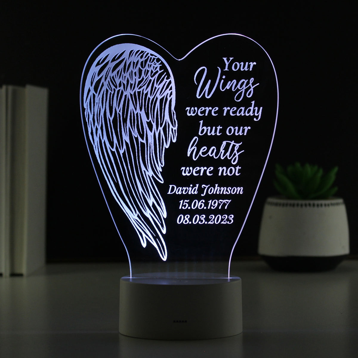 Personalised Angel Wings Memorial Colour Changing LED Light | LED Lights, Candles & Decorations | Inspired Creative Gifts