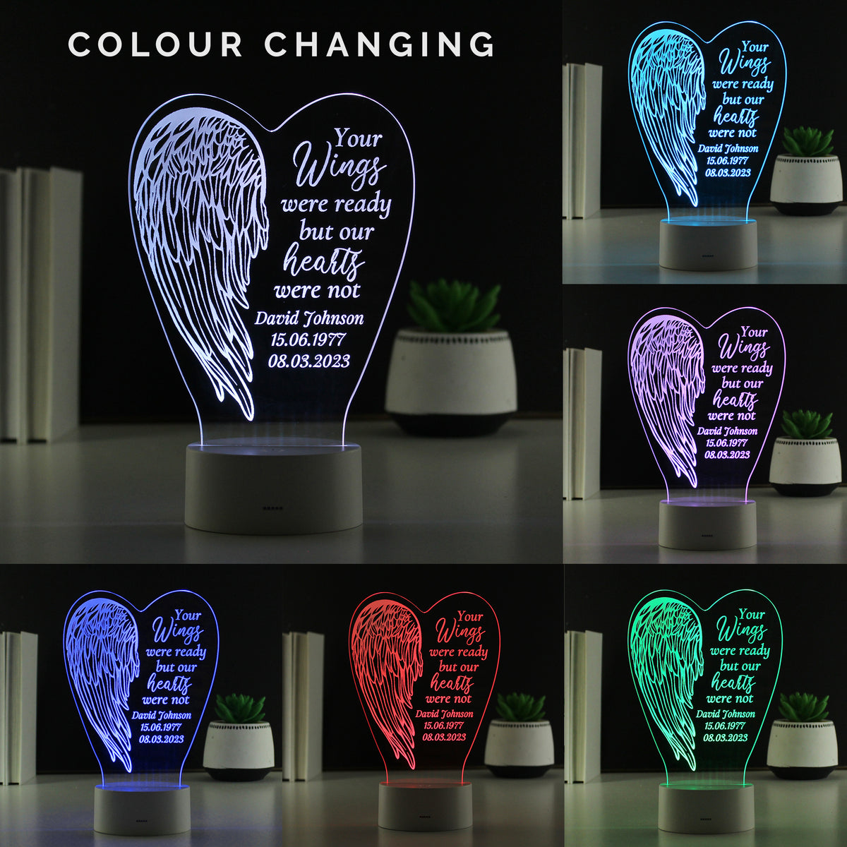 Personalised Angel Wings Memorial Colour Changing LED Light | LED Lights, Candles & Decorations | Inspired Creative Gifts