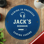 Personalised Gaming Blue Plaque | Hanging Decorations & Signs