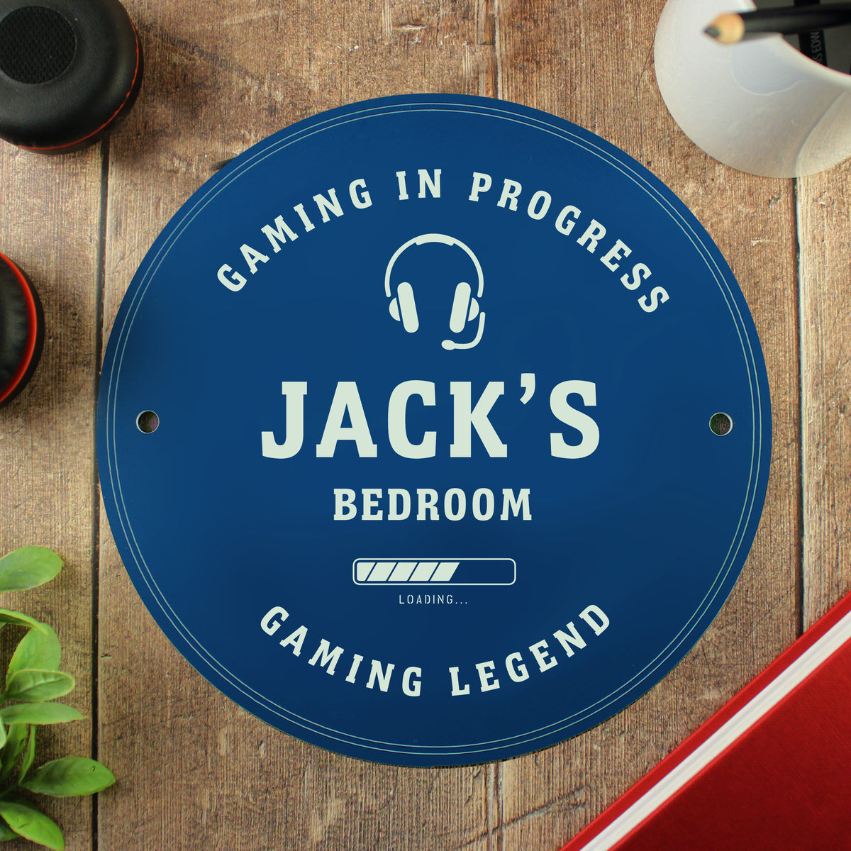 Personalised Gaming Blue Plaque | Hanging Decorations & Signs