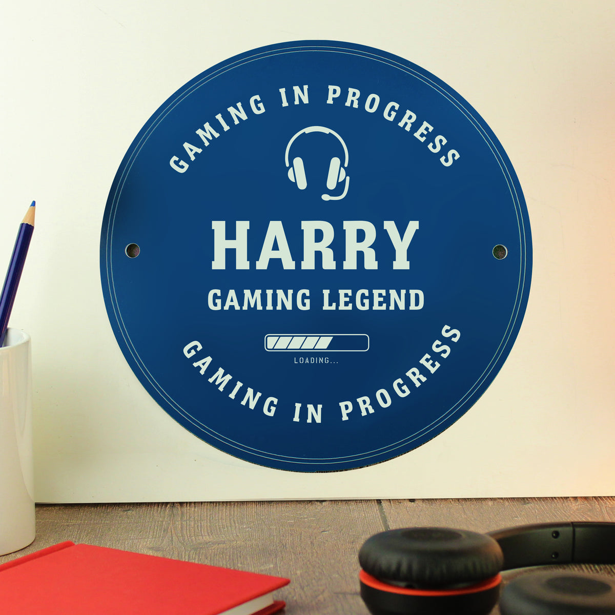 Personalised Gaming Blue Plaque | Hanging Decorations & Signs
