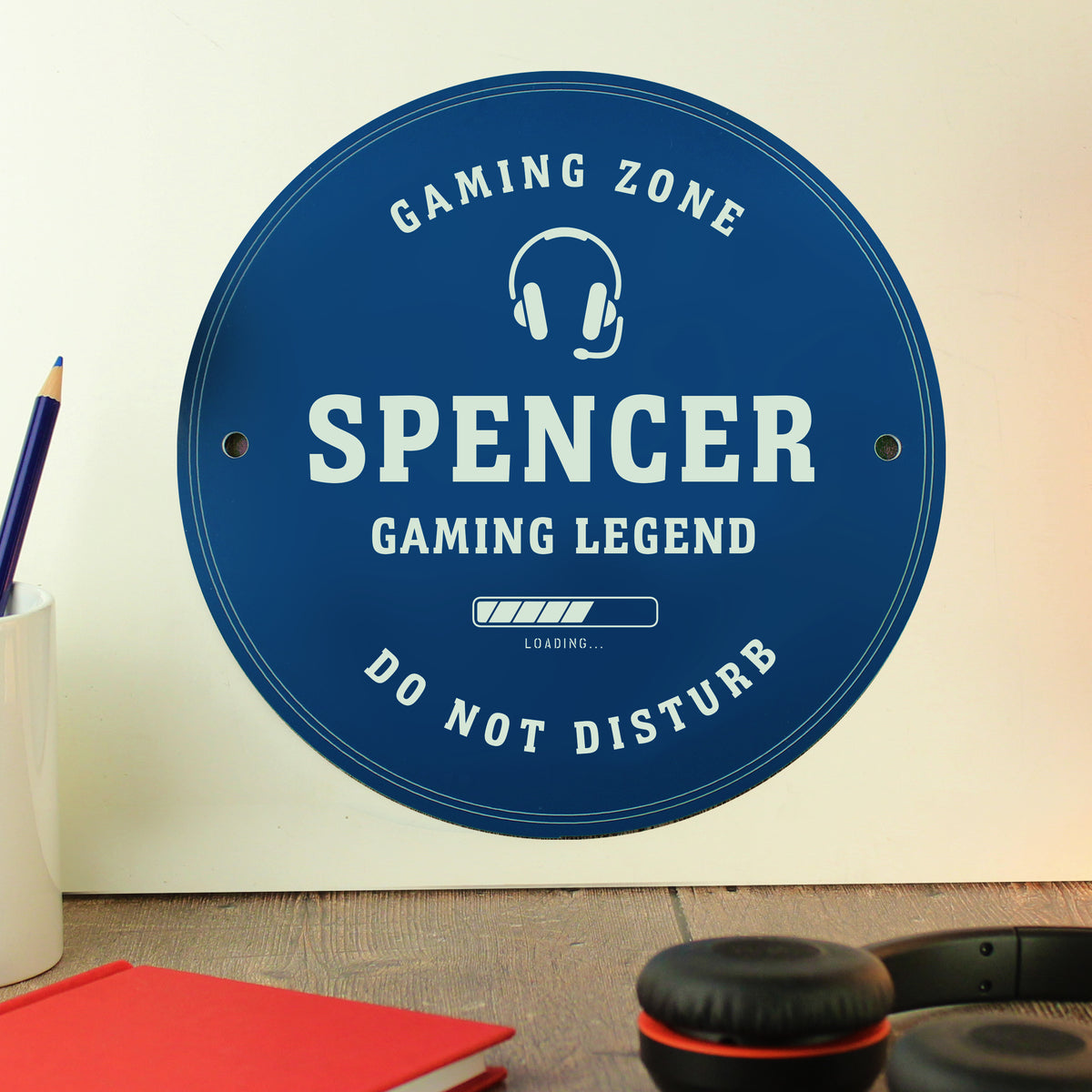Personalised Gaming Blue Plaque | Hanging Decorations & Signs