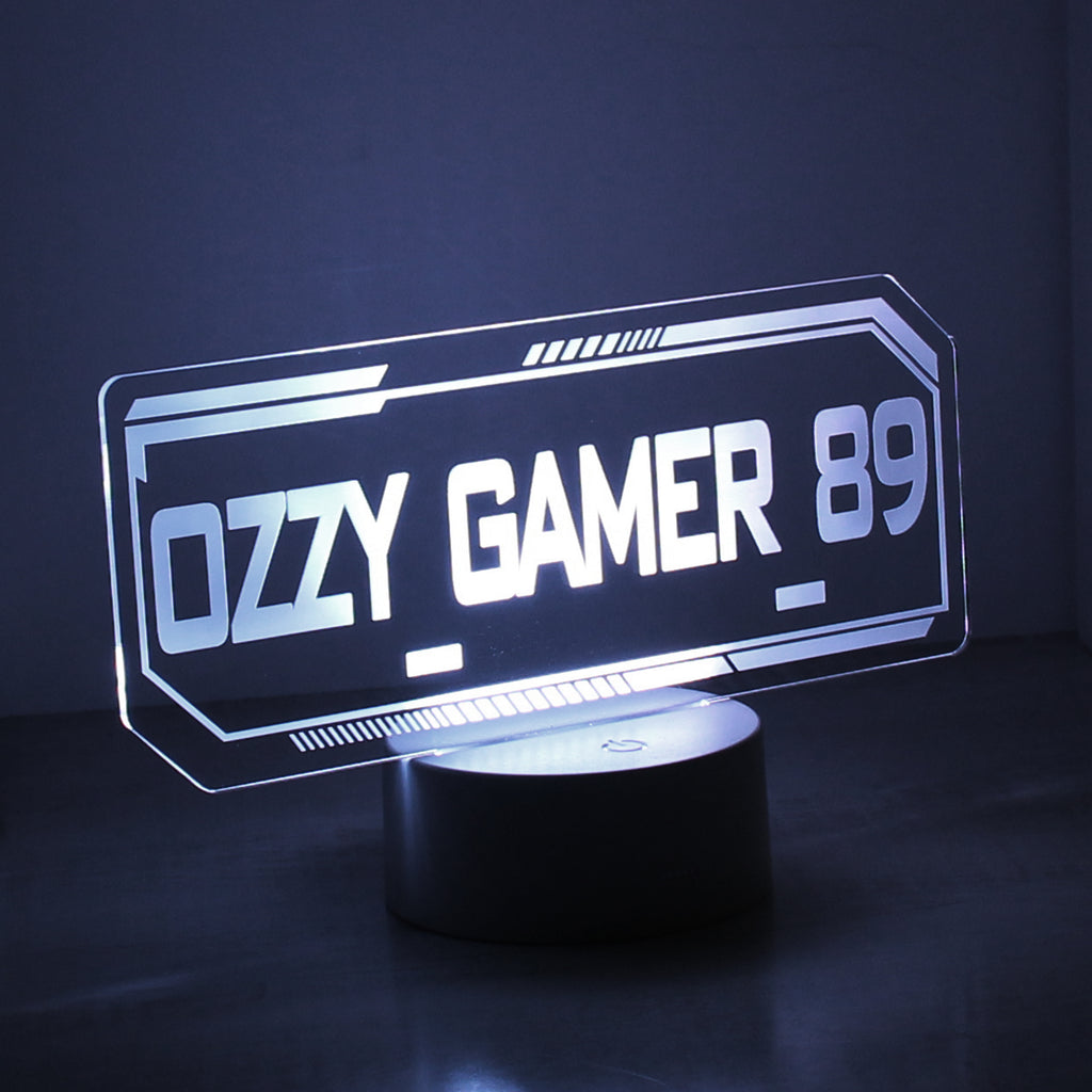 Personalised Gamer Tag LED Colour Changing Night Light | Christmas Gift