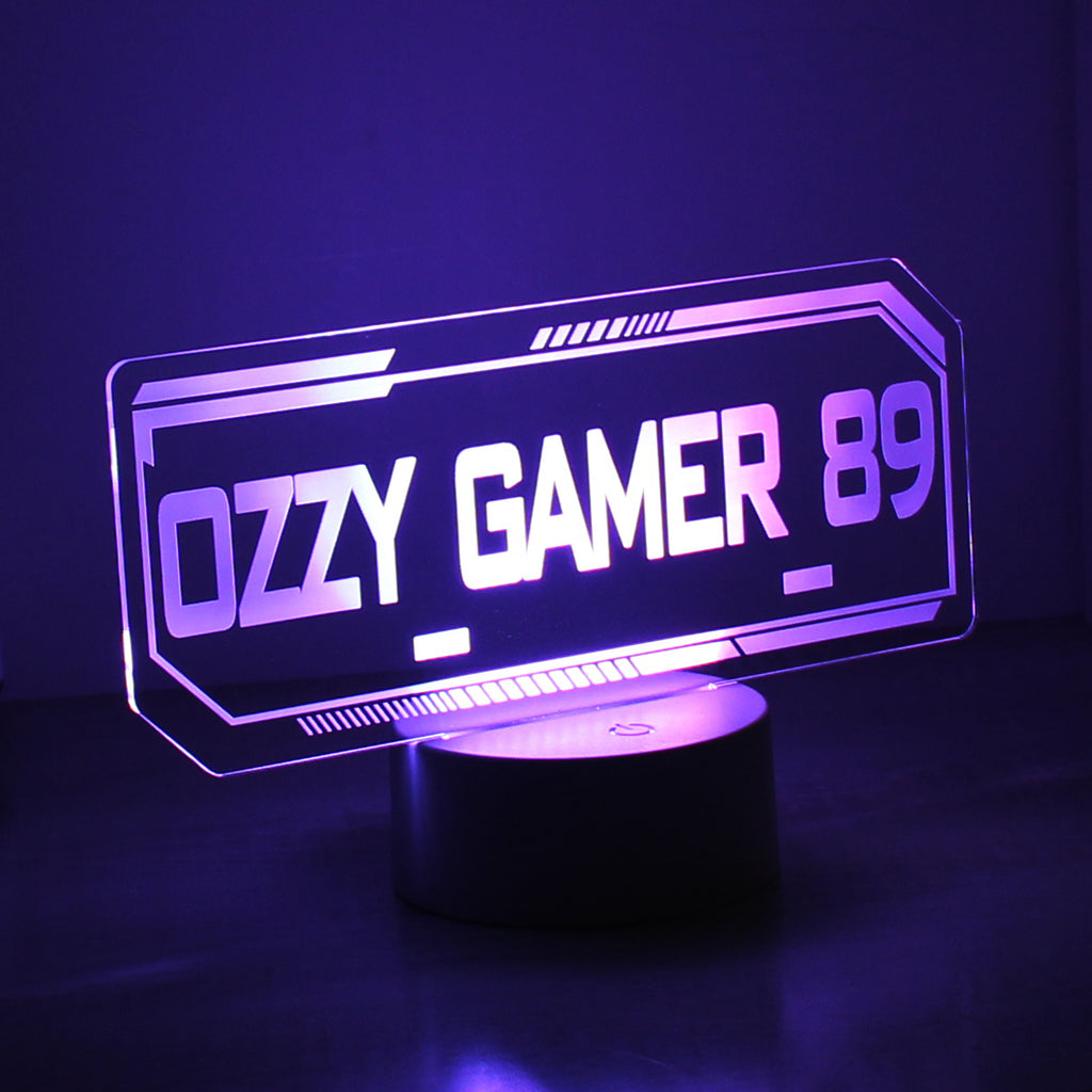 Personalised Gamer Tag LED Colour Changing Night Light | Christmas Gift