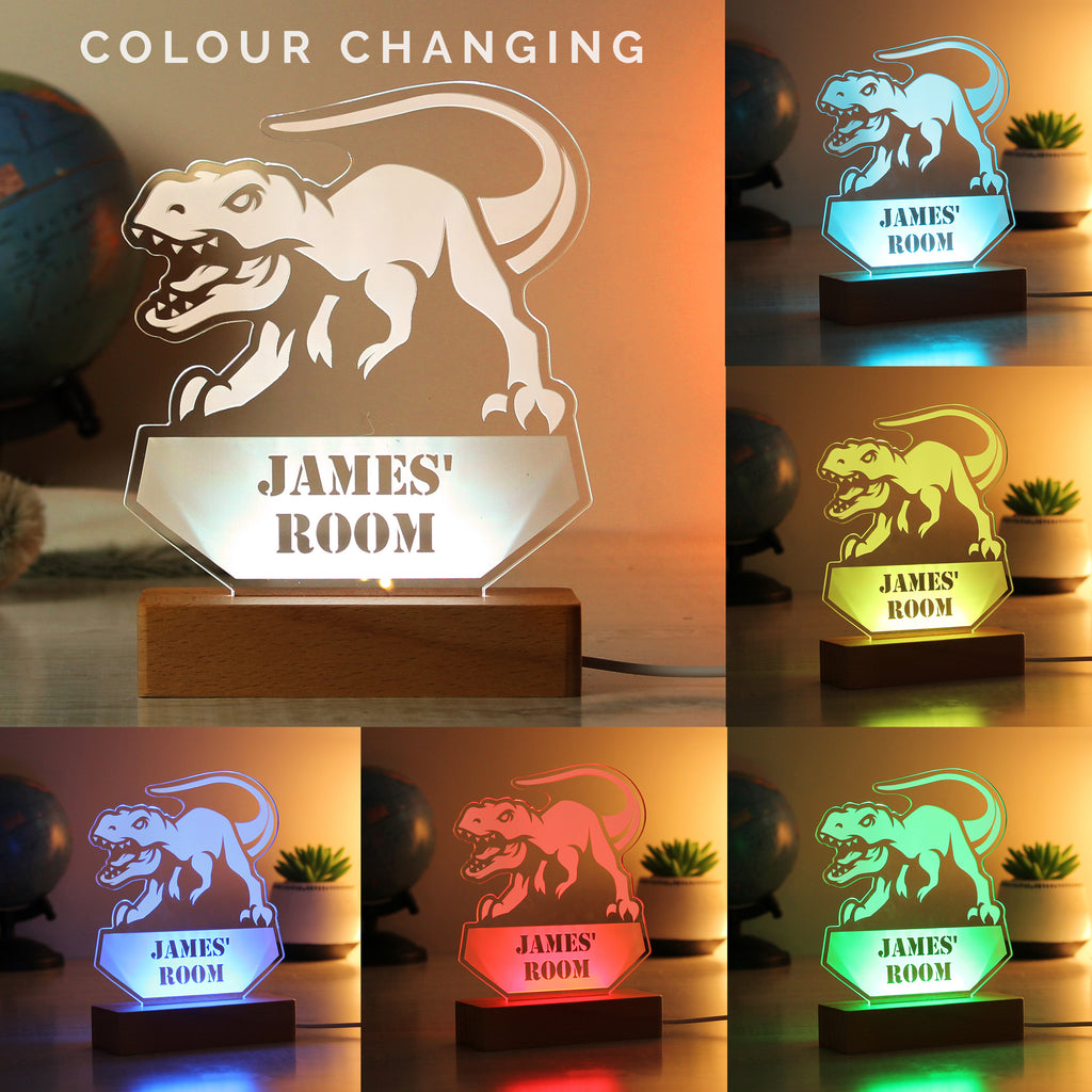 Personalised Dinosaur Wooden Based LED Light | LED Lights, Candles & Decorations | Inspired Creative Gifts