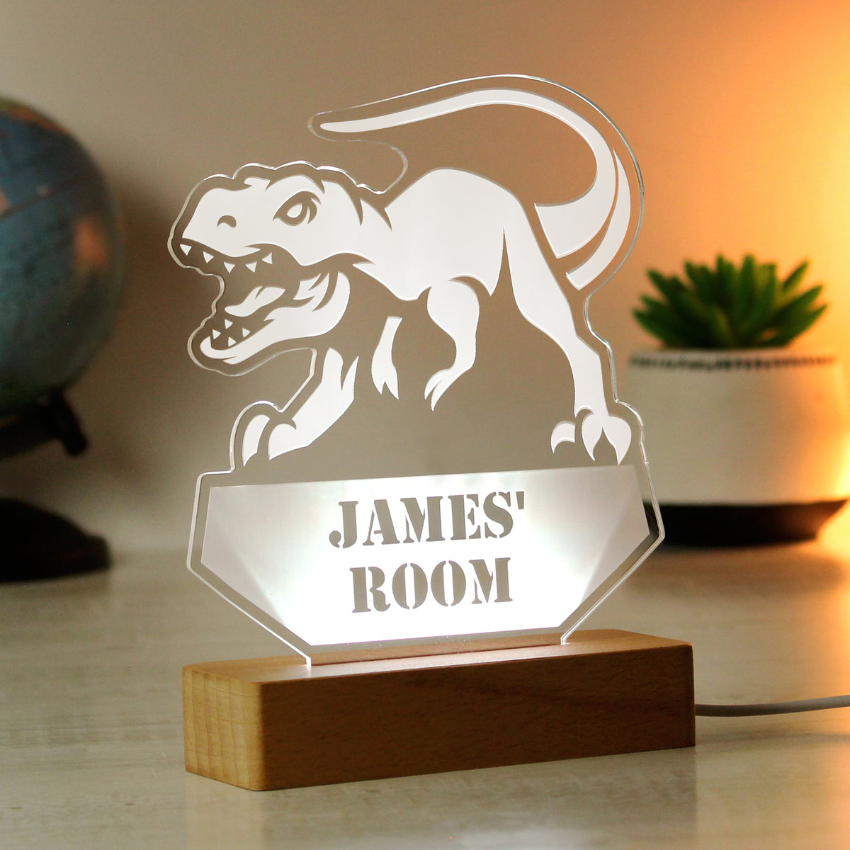 Personalised Dinosaur Wooden Based LED Light | LED Lights, Candles & Decorations | Inspired Creative Gifts