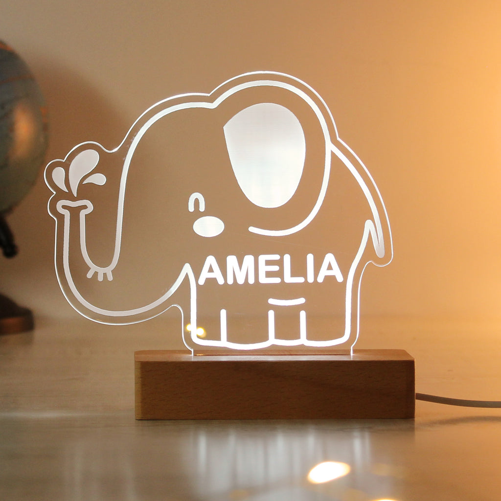 Personalised Elephant Wooden Based LED Light | LED Lights, Candles & Decorations | Inspired Creative Gifts