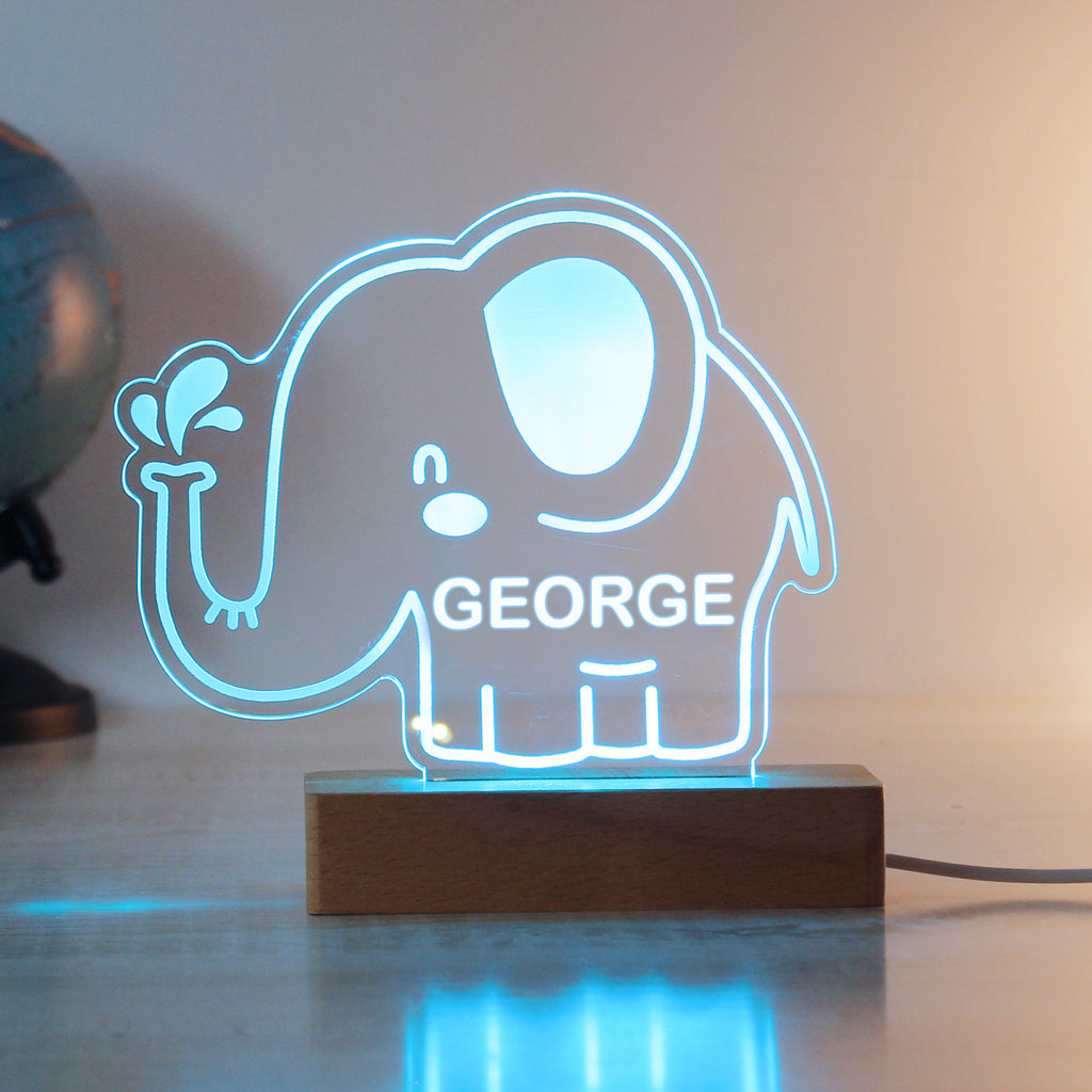 Personalised Elephant Wooden Based LED Light | LED Lights, Candles & Decorations | Inspired Creative Gifts