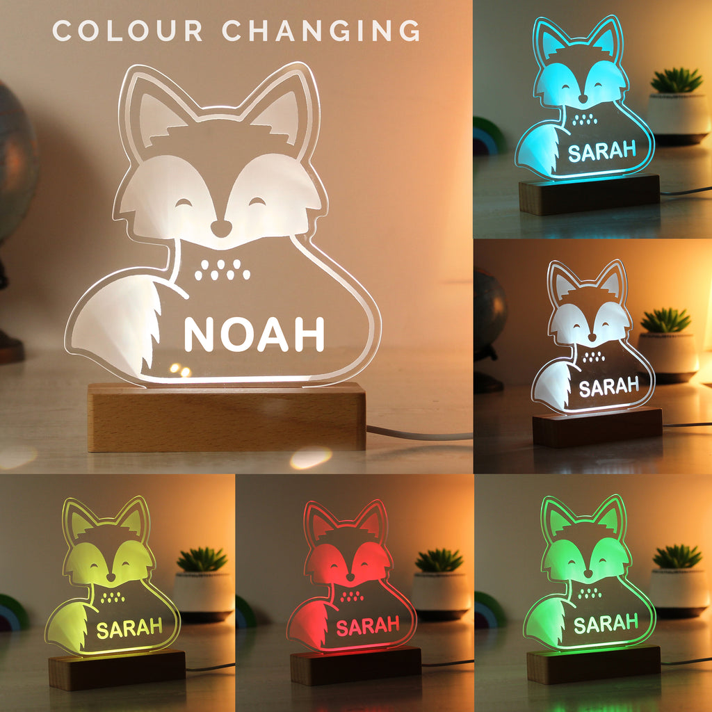Personalised Fox Wooden Based LED Light | LED Lights, Candles & Decorations | Inspired Creative Gifts