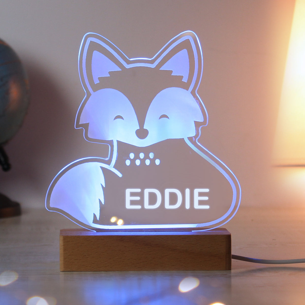 Personalised Fox Wooden Based LED Light | LED Lights, Candles & Decorations | Inspired Creative Gifts