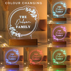 Personalised Floral Wooden Based LED Light | LED Lights, Candles & Decorations