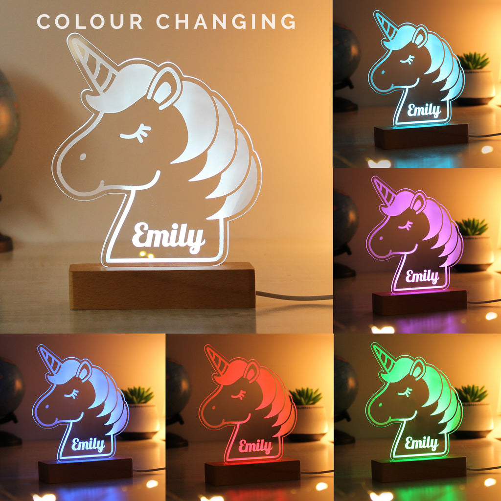 Personalised Unicorn Wooden Based LED Light | LED Lights, Candles & Decorations | Inspired Creative Gifts