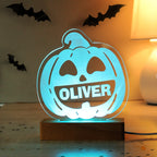 Personalised Pumpkin Wooden LED Light for Halloween
