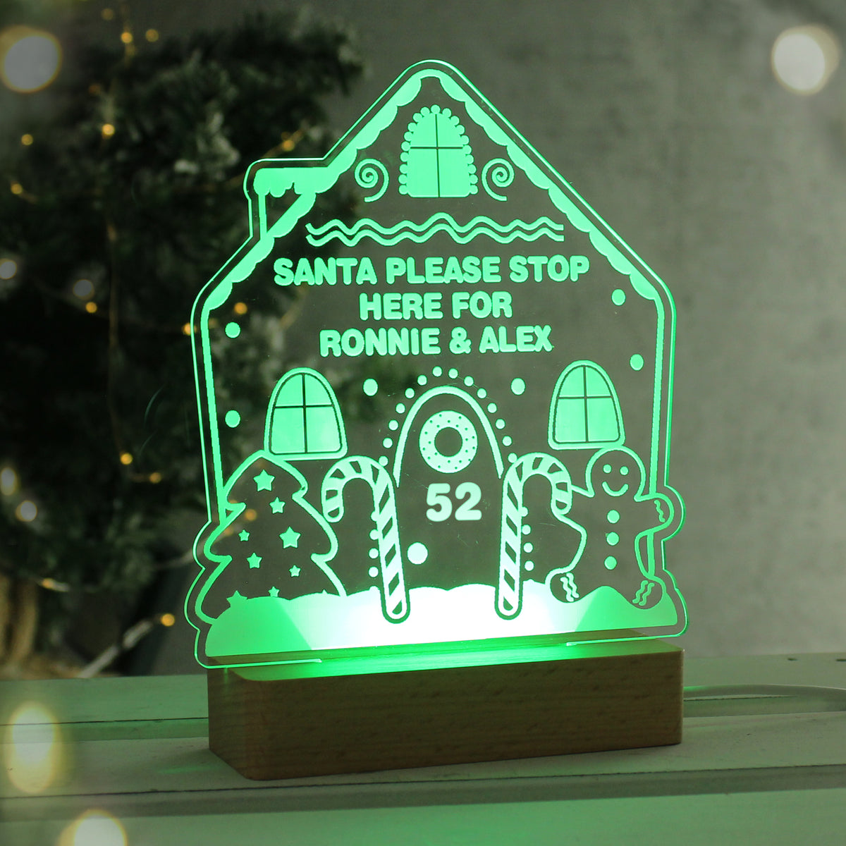 Personalised Gingerbread House Christmas Wooden Based LED Light | LED Lights, Candles & Decorations | Inspired Creative Gifts