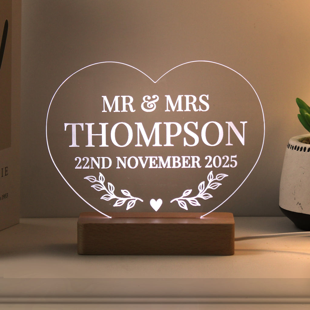 Personalised Wedding Heart LED Light | Wedding Gift