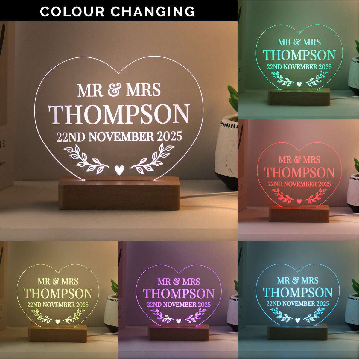 Personalised Wedding Heart LED Light | Wedding Gift