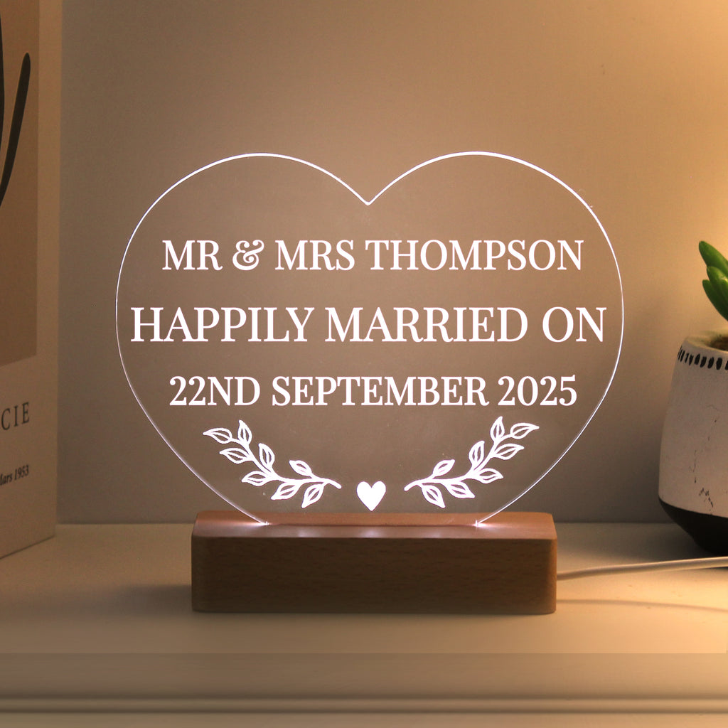 Personalised Wedding Heart LED Light | Wedding Gift