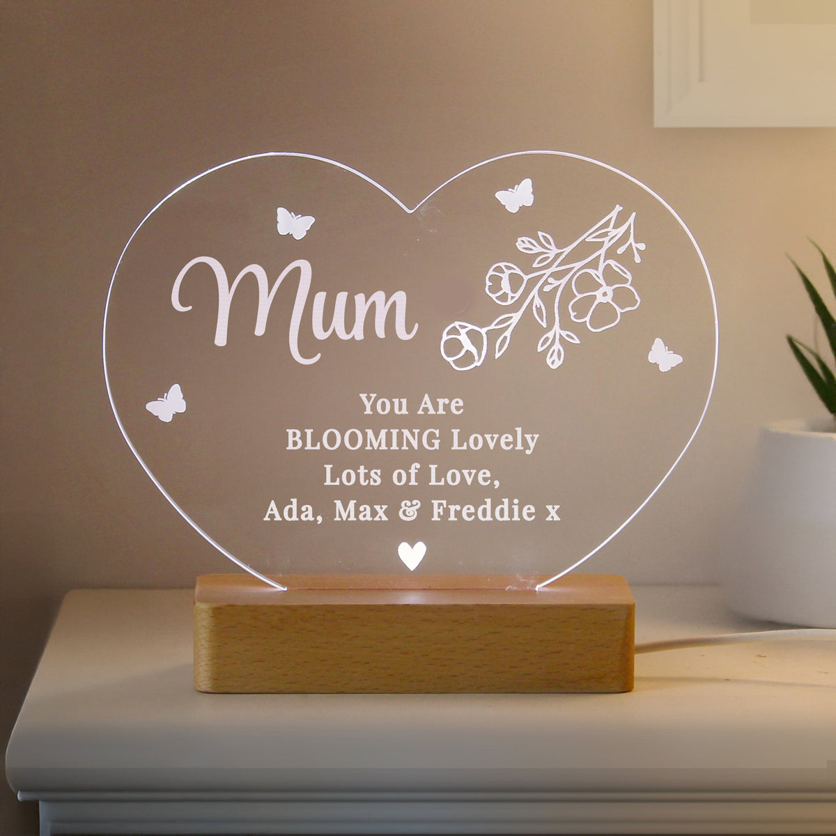 Personalised Floral Heart LED Light | LED Lights, Candles & Decorations