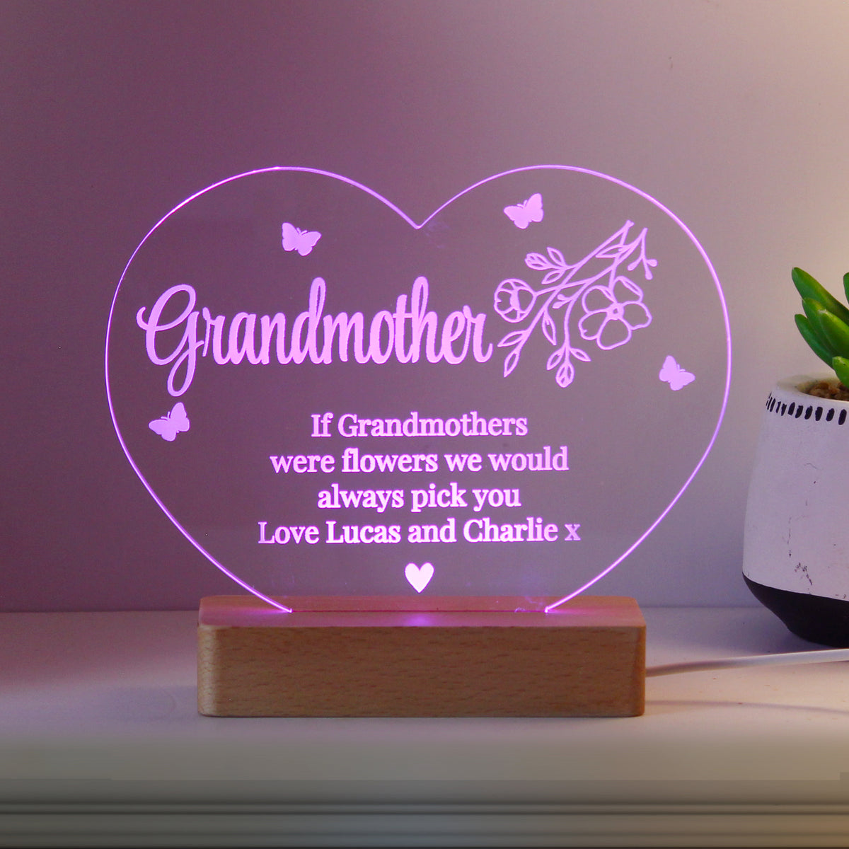 Personalised Floral Heart LED Light | LED Lights, Candles & Decorations