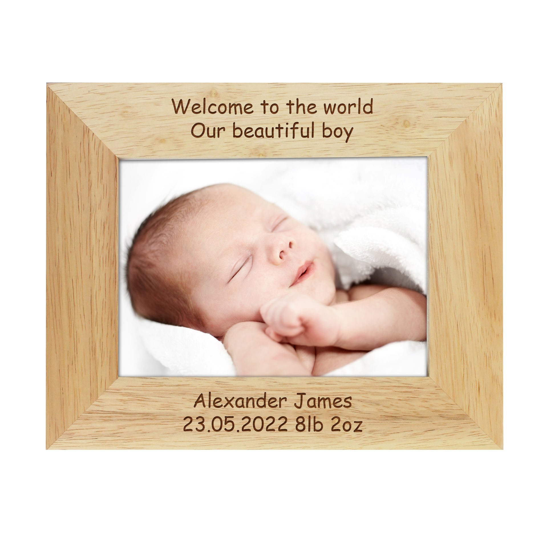 Personalised Landscape 5x7 Landscape Oak Finish Photo Frame - Inspired Creative Gifts