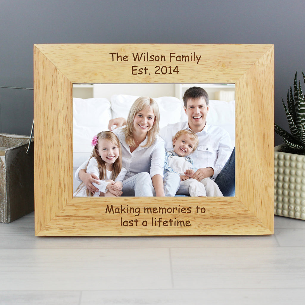 Personalised Landscape 5x7 Landscape Oak Finish Photo Frame - Inspired Creative Gifts