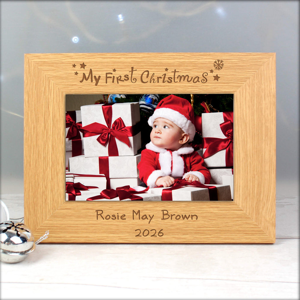 Personalised Oak Finish 6x4 My First Christmas Photo Frame | Photo Frames, Albums and Guestbooks | Inspired Creative Gifts