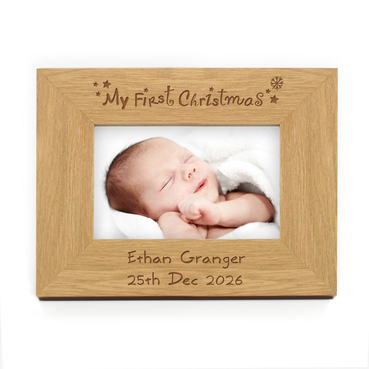 Personalised Oak Finish 6x4 My First Christmas Photo Frame | Photo Frames, Albums and Guestbooks | Inspired Creative Gifts