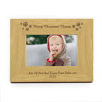 Personalised Oak Finish 6x4 Snowflake Photo Frame for Christmas