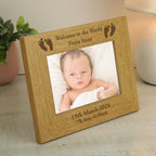 Personalised Oak Finish 6x4 Landscape Baby Footprints Photo Frame | Photo Frames, Albums and Guestbooks