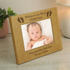 Personalised Oak Finish 6x4 Landscape Baby Footprints Photo Frame | Photo Frames, Albums and Guestbooks