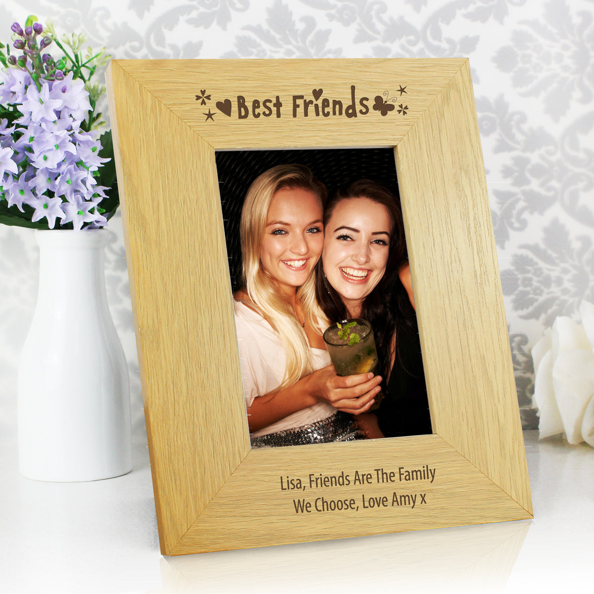 Personalised Oak Finish 6x4 Best Friends Photo Frame | Christmas Gift
