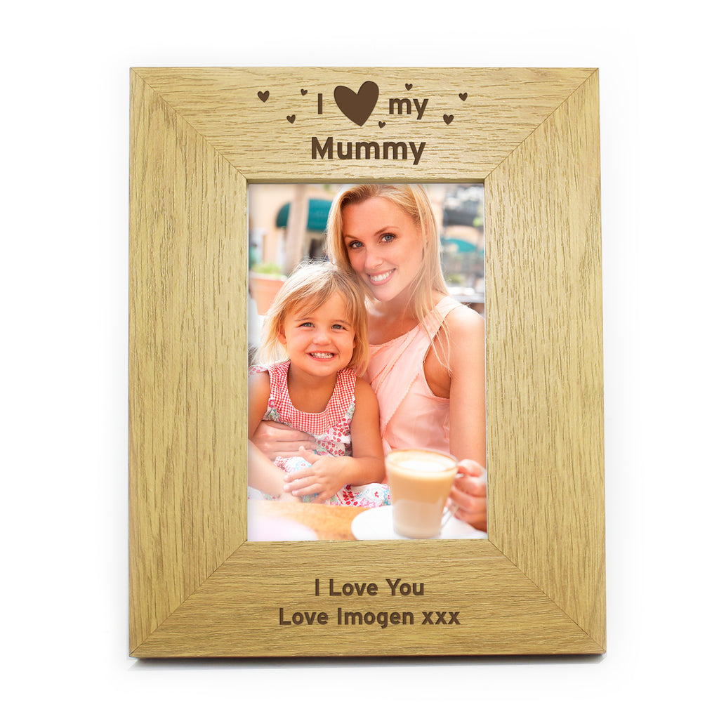 Personalised Oak Finish 6x4 I Heart My Photo Frame - Picture Frame - Inspired Creative Gifts