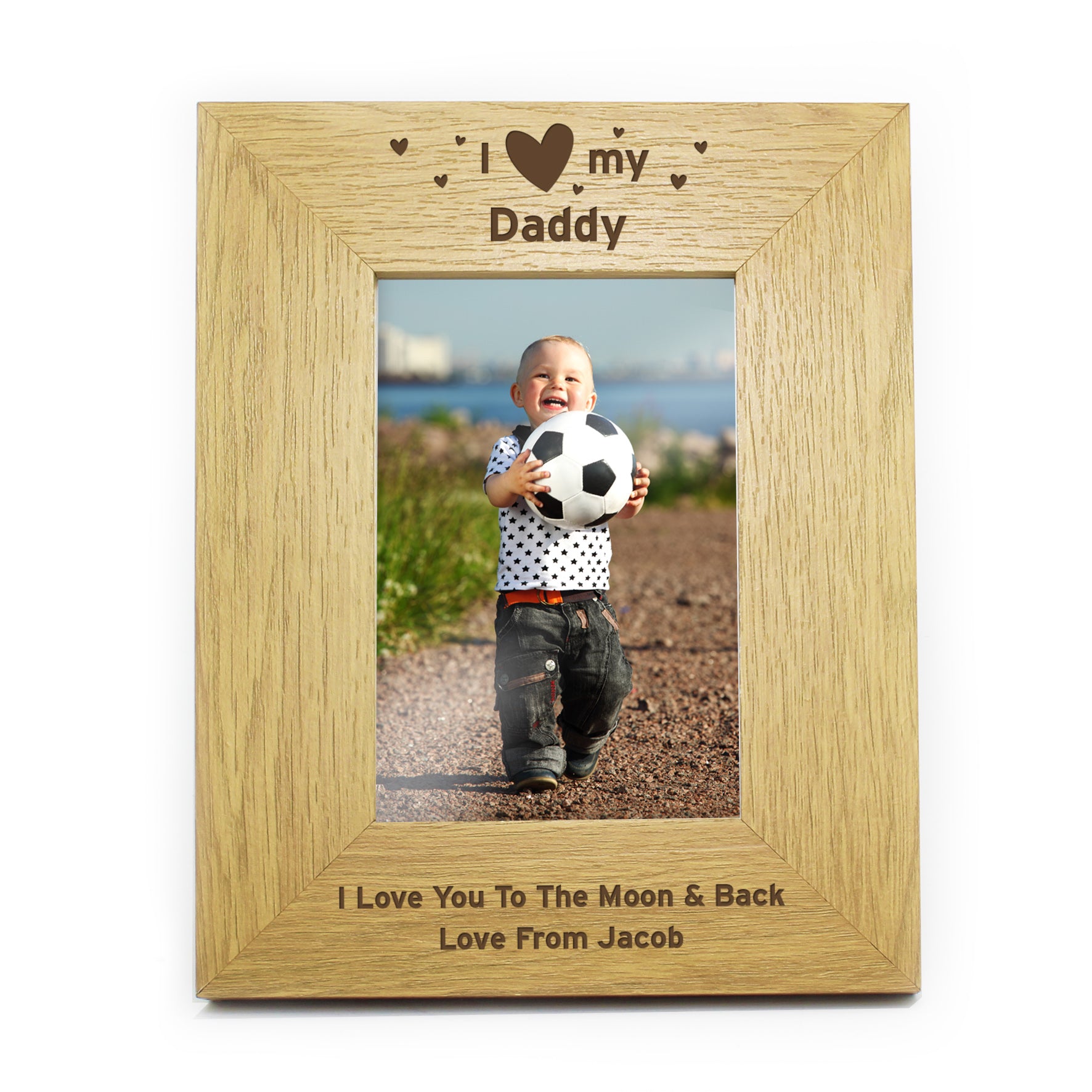 Personalised Oak Finish 6x4 I Heart My Photo Frame - Inspired Creative Gifts