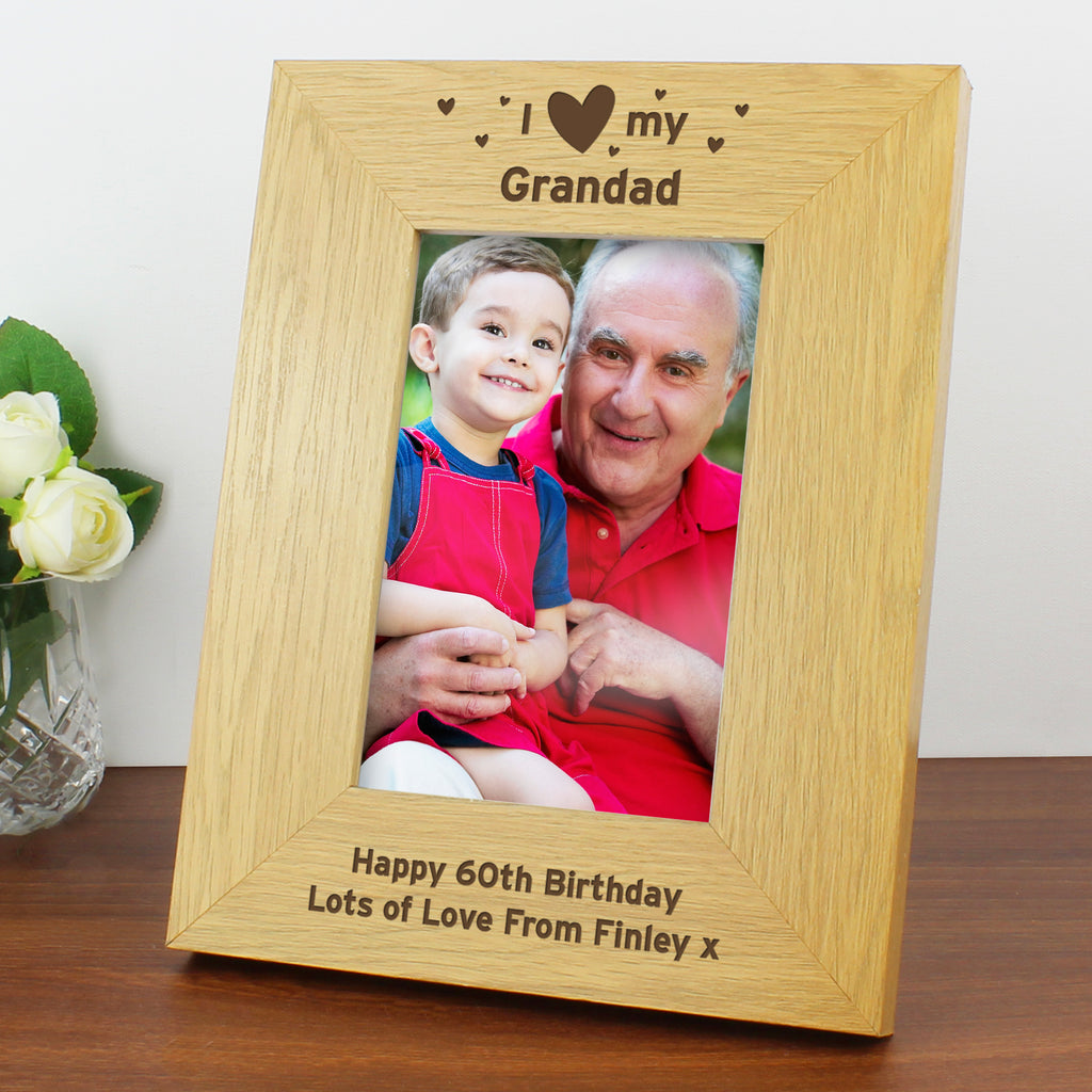 Personalised Oak Finish 6x4 I Heart My Photo Frame - Picture Frame - Inspired Creative Gifts