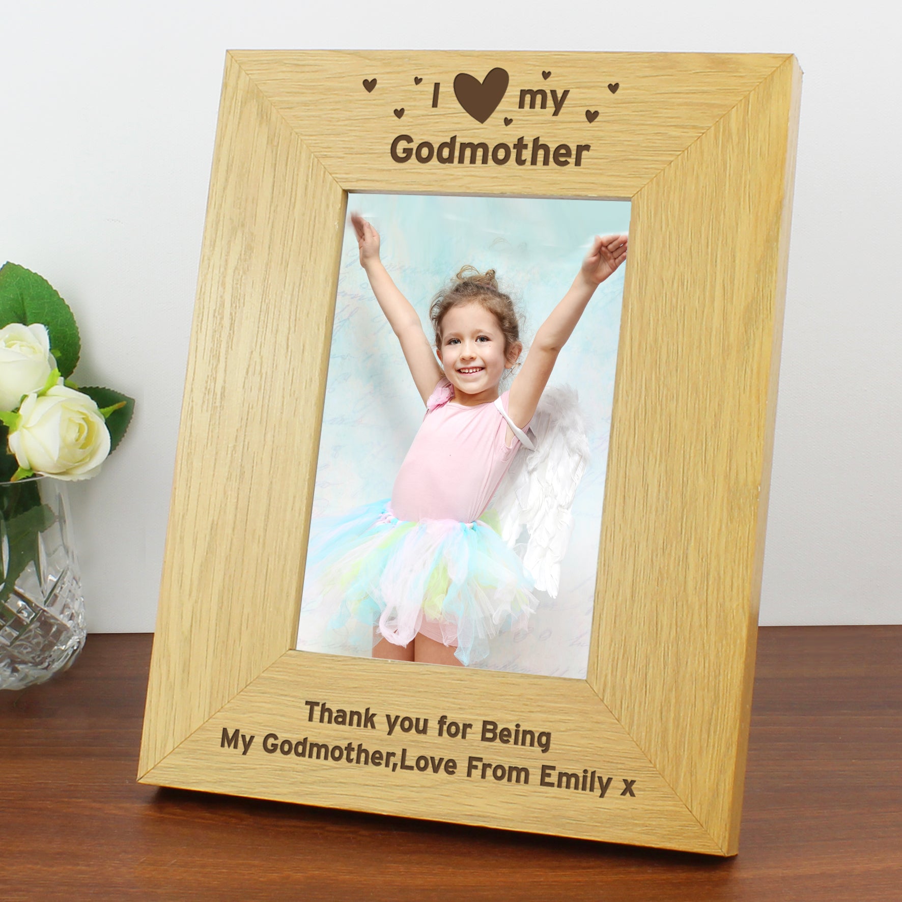 Personalised Oak Finish 6x4 I Heart My Photo Frame - Inspired Creative Gifts