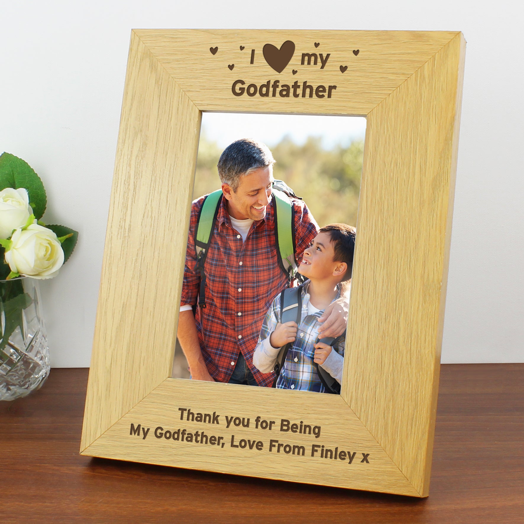 Personalised Oak Finish 6x4 I Heart My Photo Frame - Inspired Creative Gifts