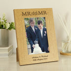 Personalised Oak Finish 6x4 Mr & Mr Photo Frame | Wedding Gift