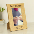 Personalised Oak Finish 6x4 Mr & Mr Photo Frame | Wedding Gift